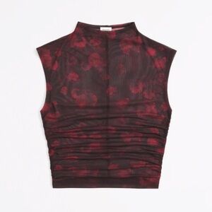 Abercrombie & Fitch Burgundy Floral Sleeveless Blouse